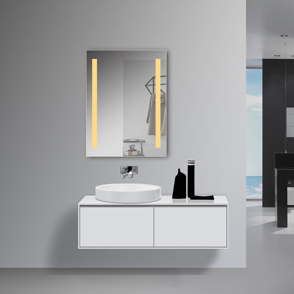 Tiffany Backlit LED Bathroom Mirror with Dual-Color Lighting and Horizontal or Vertical Mounting