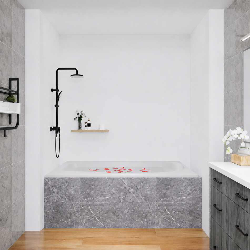 Gloss White 94.49 in. x 39.37 in. Waterproof PVC Wall Panel with Gloss Finish
