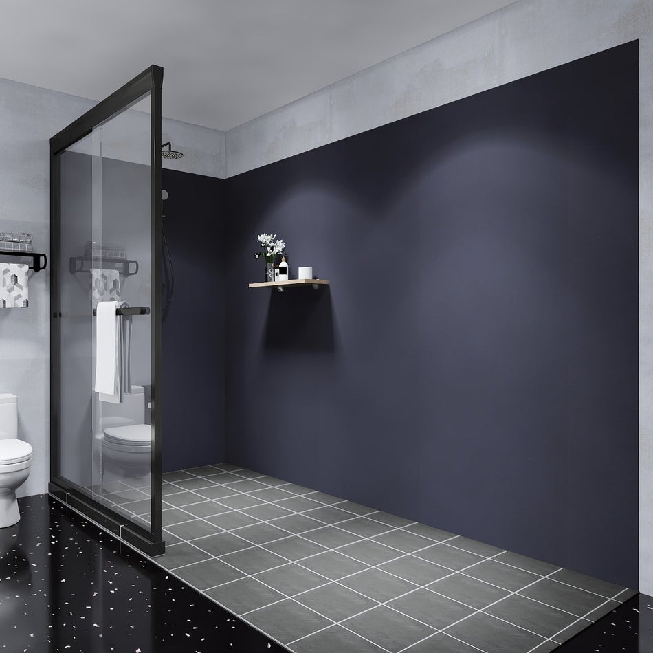 Premium Steel Dark 94.49 in. x 39.37 in. Waterproof PVC Wall Panel with Coated Finish