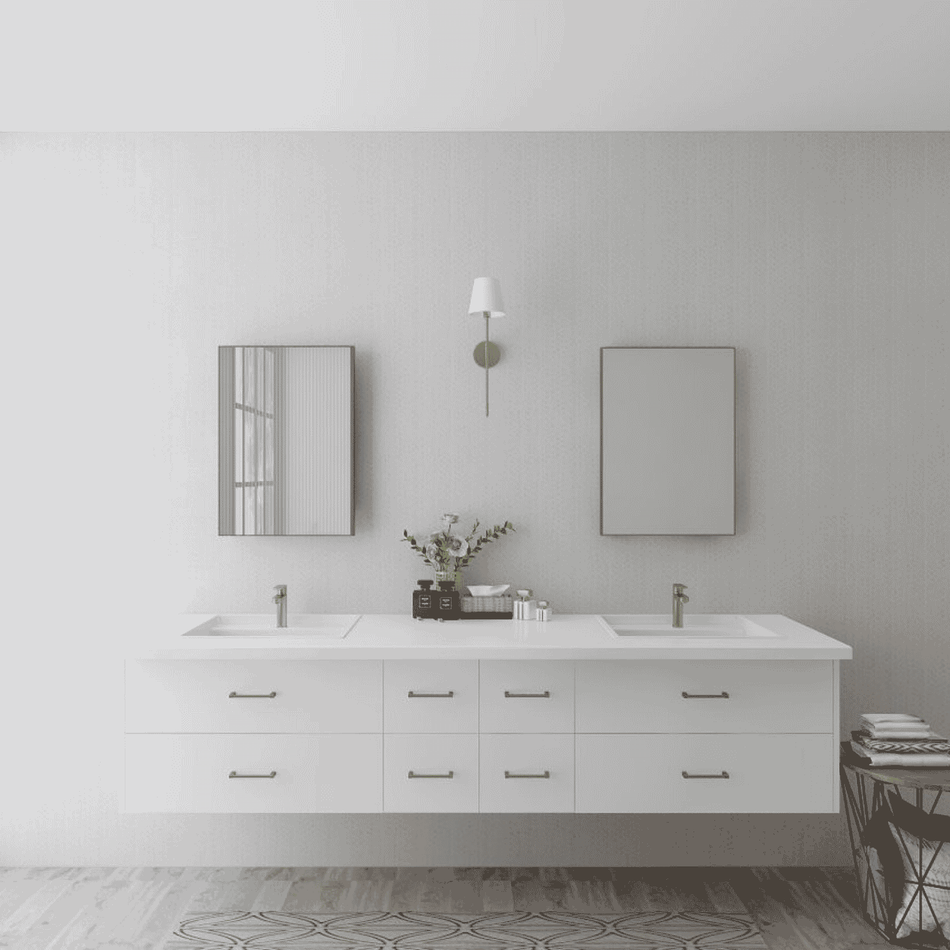 Calgary 90.5 in. Wall-Mounted Double Bathroom Vanity Base with Six Drawers