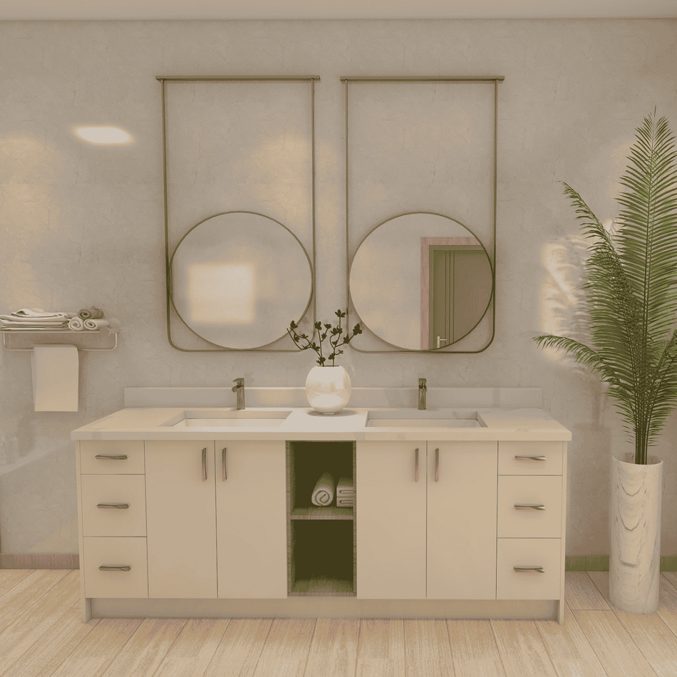 Pasadena 84 in. Freestanding Double Bathroom Vanity Base with Soft-Close Doors and Drawers