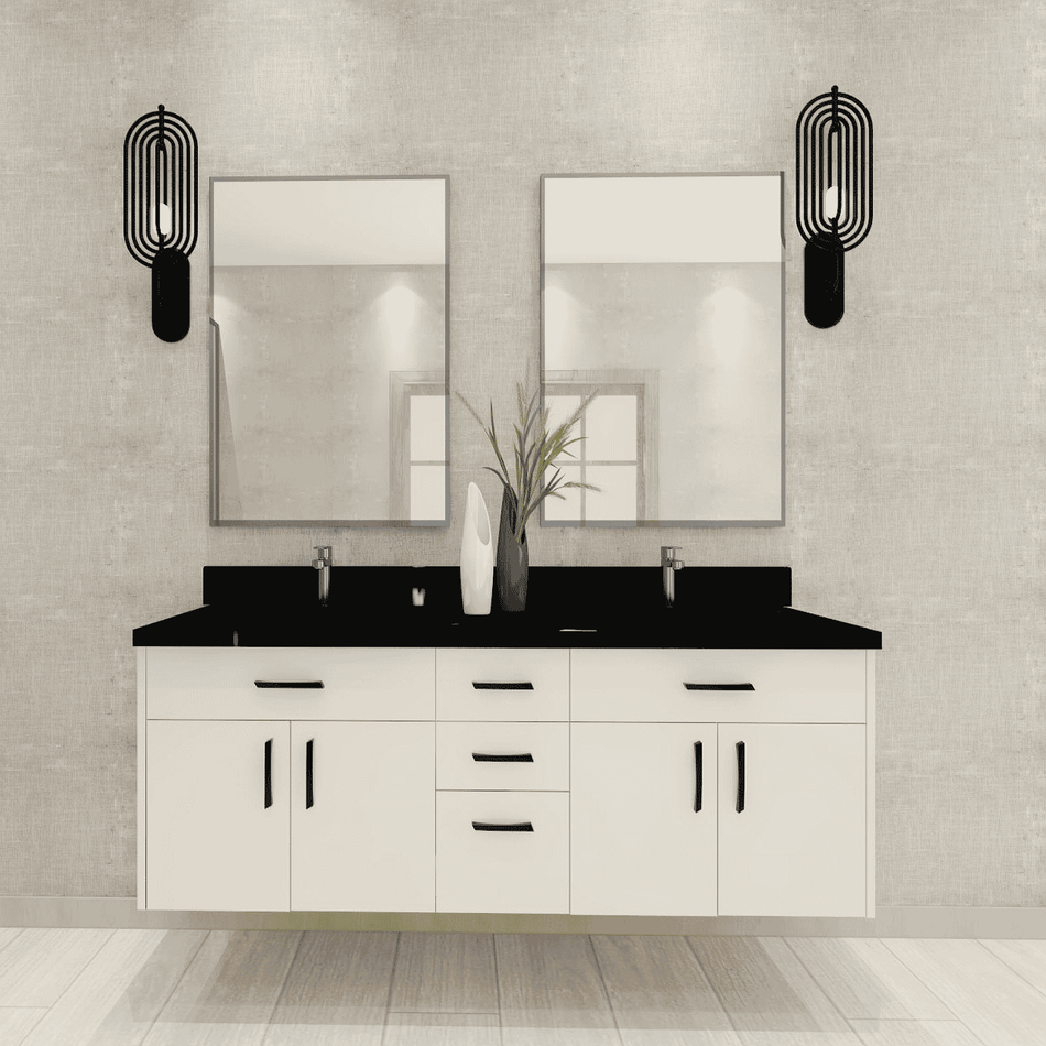 Stanford 61 in. Wall-Mounted Double Bathroom Vanity Base with Soft-Close Doors and Drawers