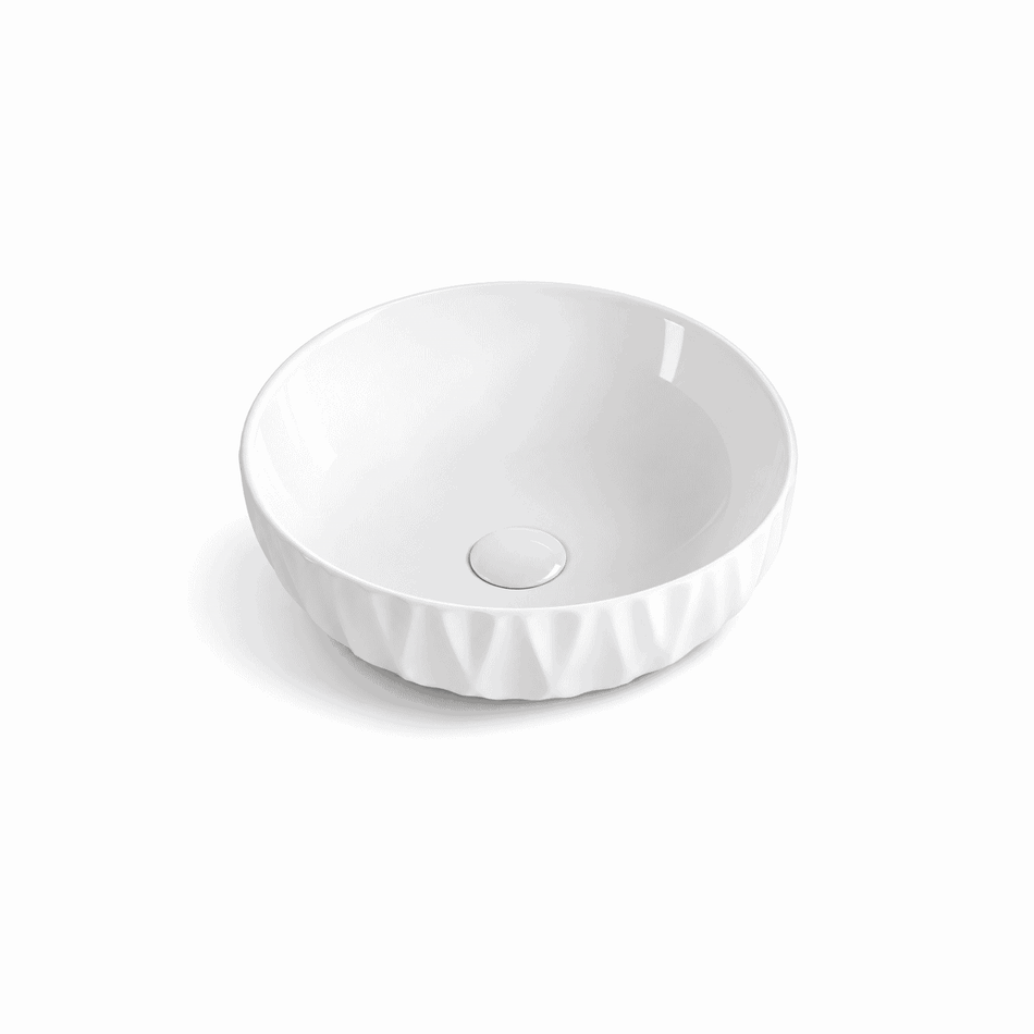 Cannes 15.35 in. x 15.35 in. x 5.12 in. Round Vessel Bathroom Sink with Above-Counter Installation