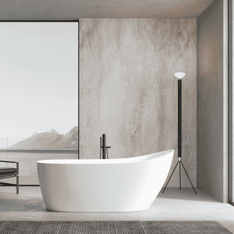 Geneva 67-7/8 in. x 29-1/2 in. x 22-3/4 in. Freestanding Acrylic Soaking Bathtub with Drain and Overflow