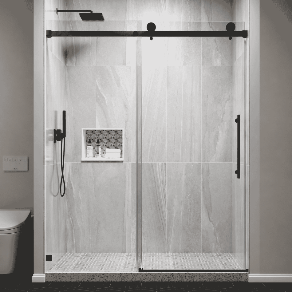 Germany Frameless Sliding Shower Door with 3/8 in. Tempered Glass and Multiple Hardware Finish Options