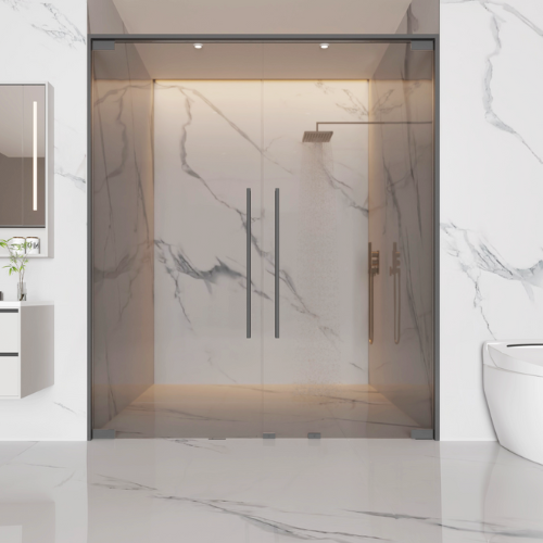 Neo-Classic Grain 96.06 in. x 39.37 in. Waterproof PVC Shower Wall Panel with Grout-Free Easy-Clean Surface