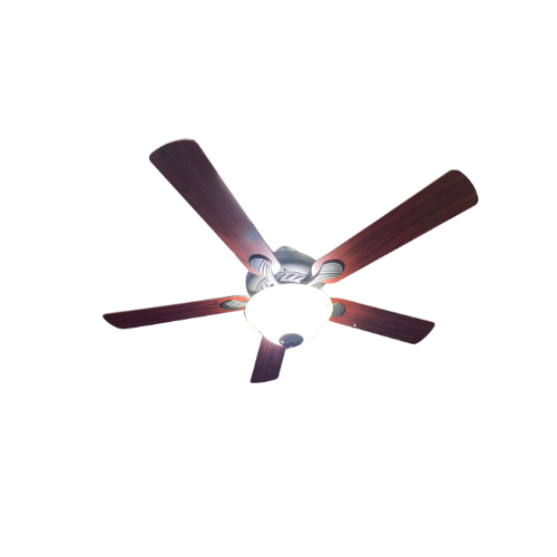 6949-7 52" Indoor Outdoor Ceiling Fan with Remote Control and Integrated Light and Wood Blades