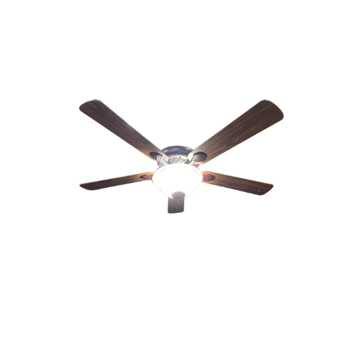7866-9 52" Indoor Outdoor Ceiling Fan with Remote Control and Integrated Light and Wood Blades