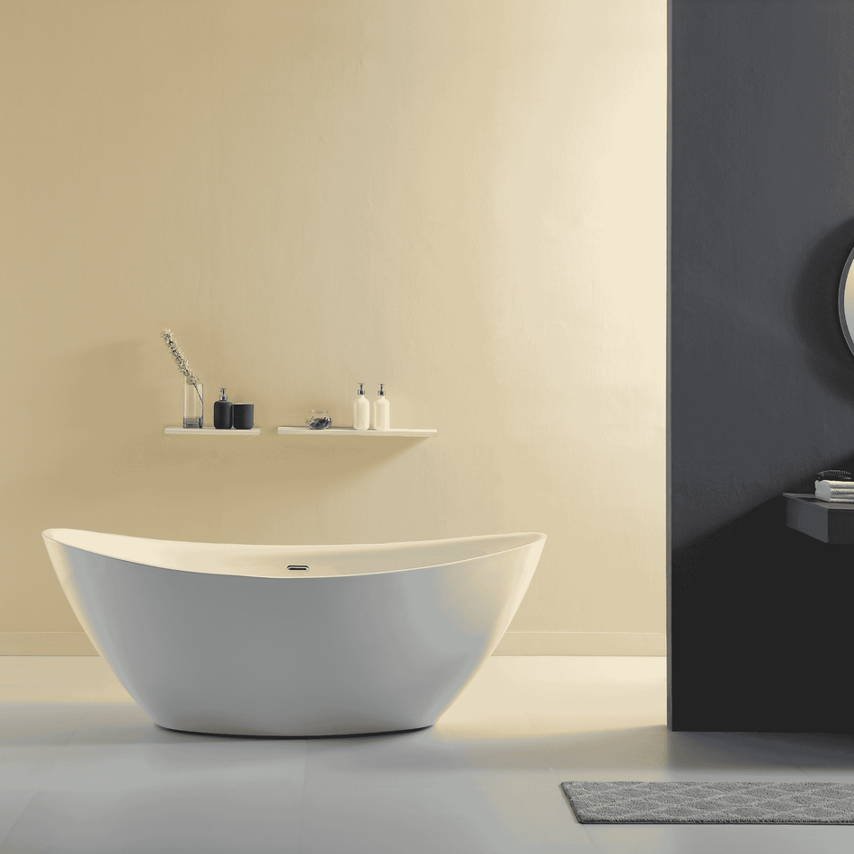 Bora Bora 63 in. x 31 in. x 26-3/4 in. Freestanding Acrylic Soaking Bathtub with Drain and Overflow