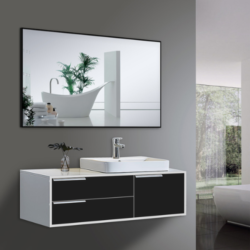 Frame Black Framed Bathroom Mirror with Horizontal or Vertical Mounting