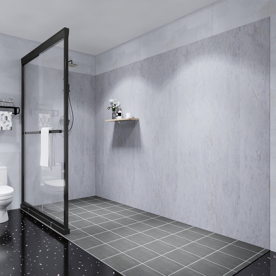 White Stone 94.49 in. x 39.37 in. Waterproof PVC Wall Panel with Matte Coated Finish
